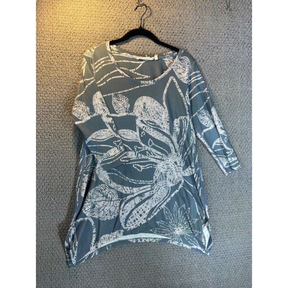 Soft Surroundings Valerie Blue Floral Tunic Soft Comfortable Women's Small